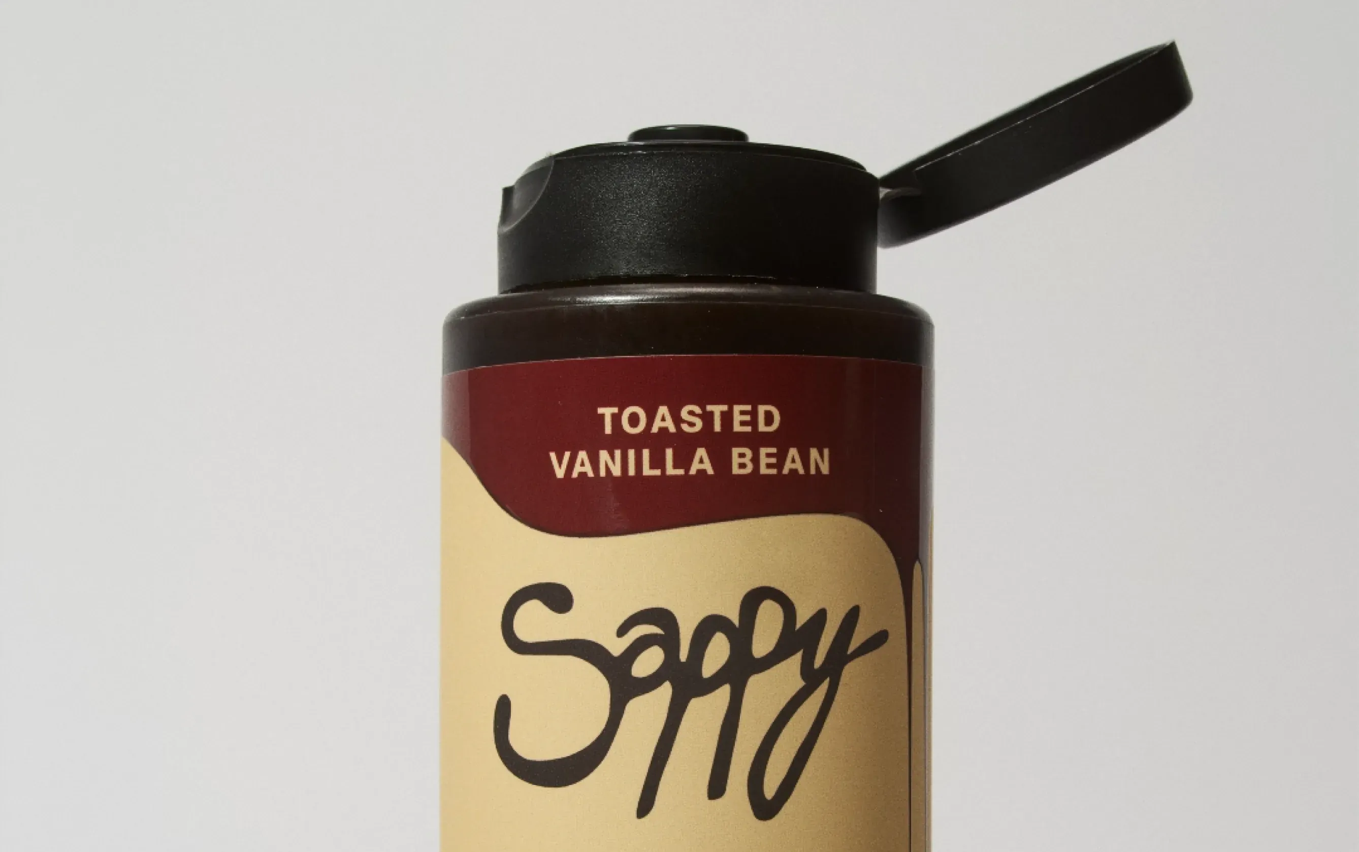 Sappy toasted vanilla bean bottle close-up