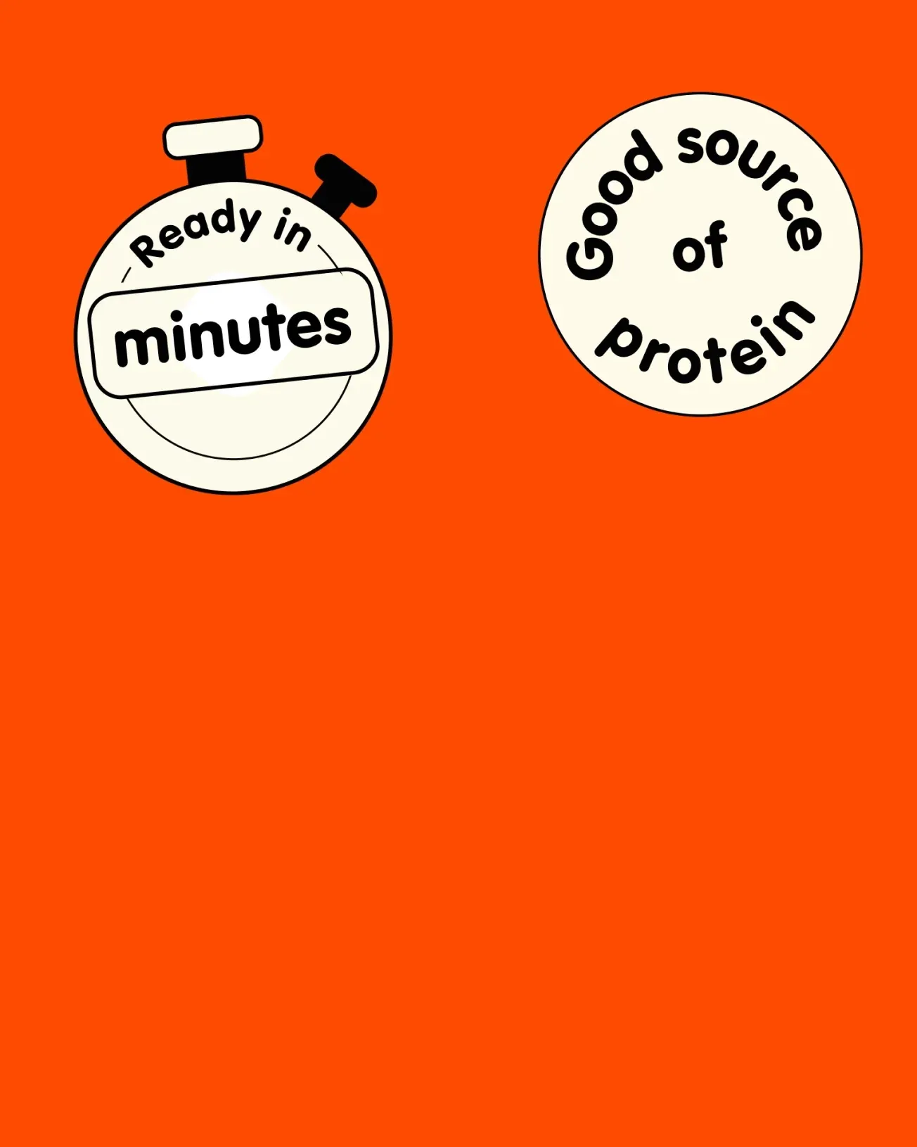 Nomie claim badges: ready in minutes, good source of protein