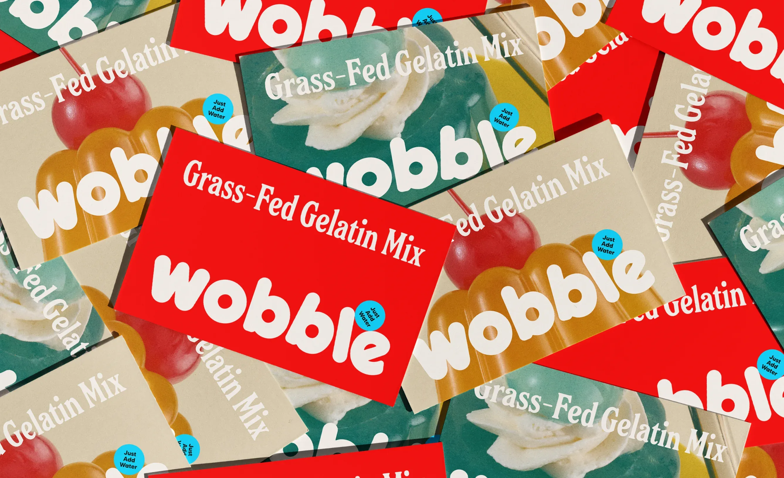 Pile of Wobble gelatin mix boxes