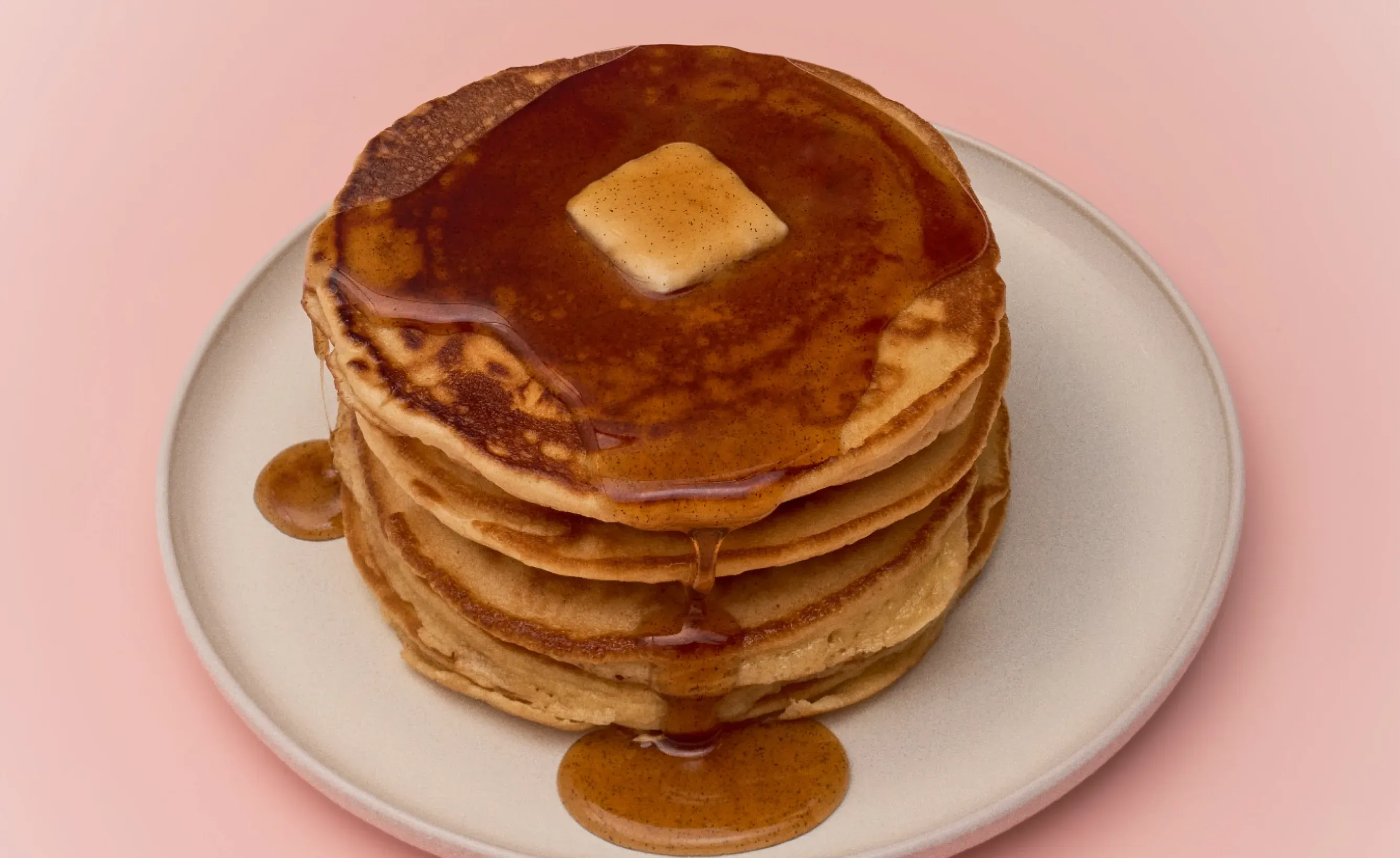 Stack of pancakes with Sappy syrup
